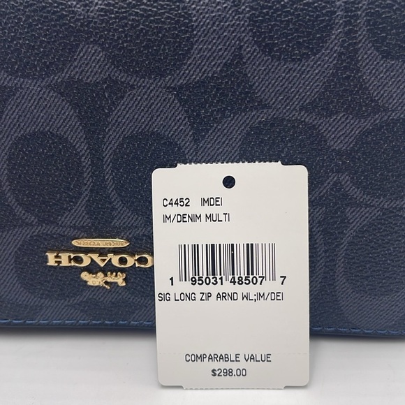 Coach Long Zip Around Wallet Wristlet In Signature Canvas Gold/DENIM MULTI
NWT - Picture 7 of 16